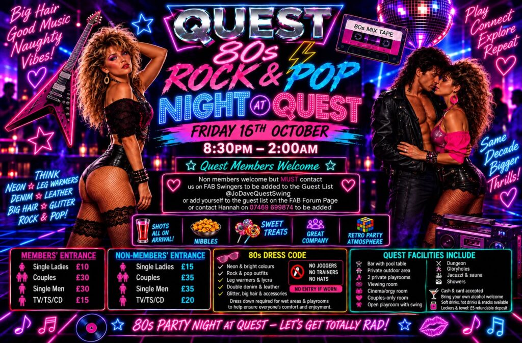 💿⚡✨ 80s PARTY NIGHT AT QUEST ✨⚡💿